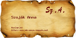 Szoják Anna névjegykártya